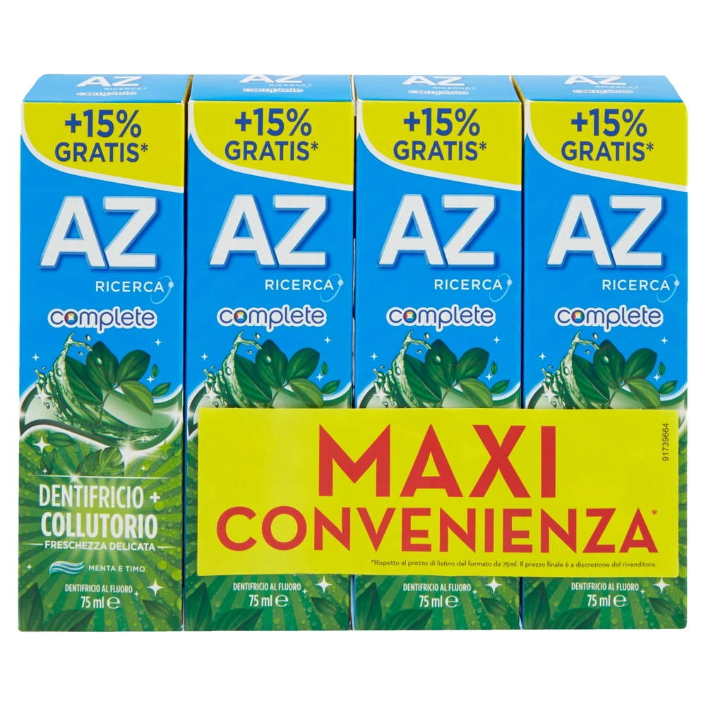 AZ Ricerca Dentifricio Complete+Collutorio Freschezza Delicata 4x65+10 ml